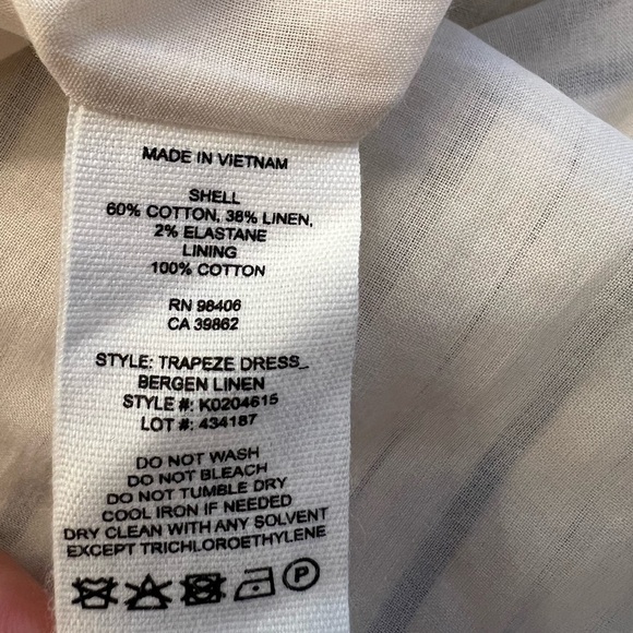 THEORY Women’s Trapeze Dress Linen Cotton Blend Striped Size Medium - Picture 7 of 11